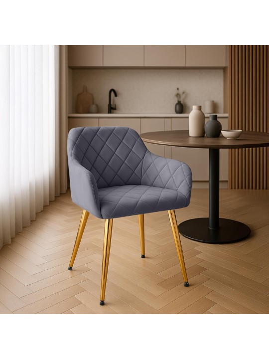 Conjunto de 2 cadeiras para sala de jantar Monett veludo G, cinza escuro Conjunto de 2 cadeiras para sala de jantar Monett veludo G, cinza escuro