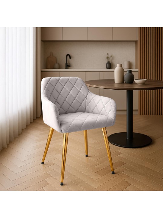 Conjunto de 2 cadeiras para sala de jantar Monett veludo G, cinza