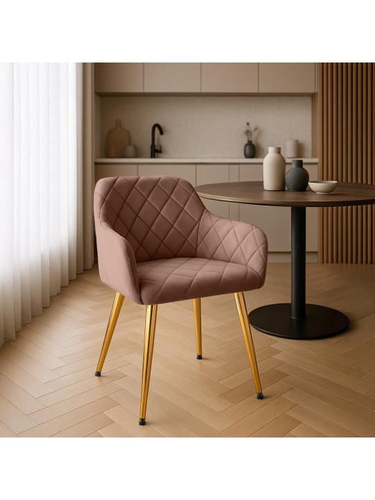 Conjunto de 2 cadeiras para sala de jantar Monett veludo G, castanho