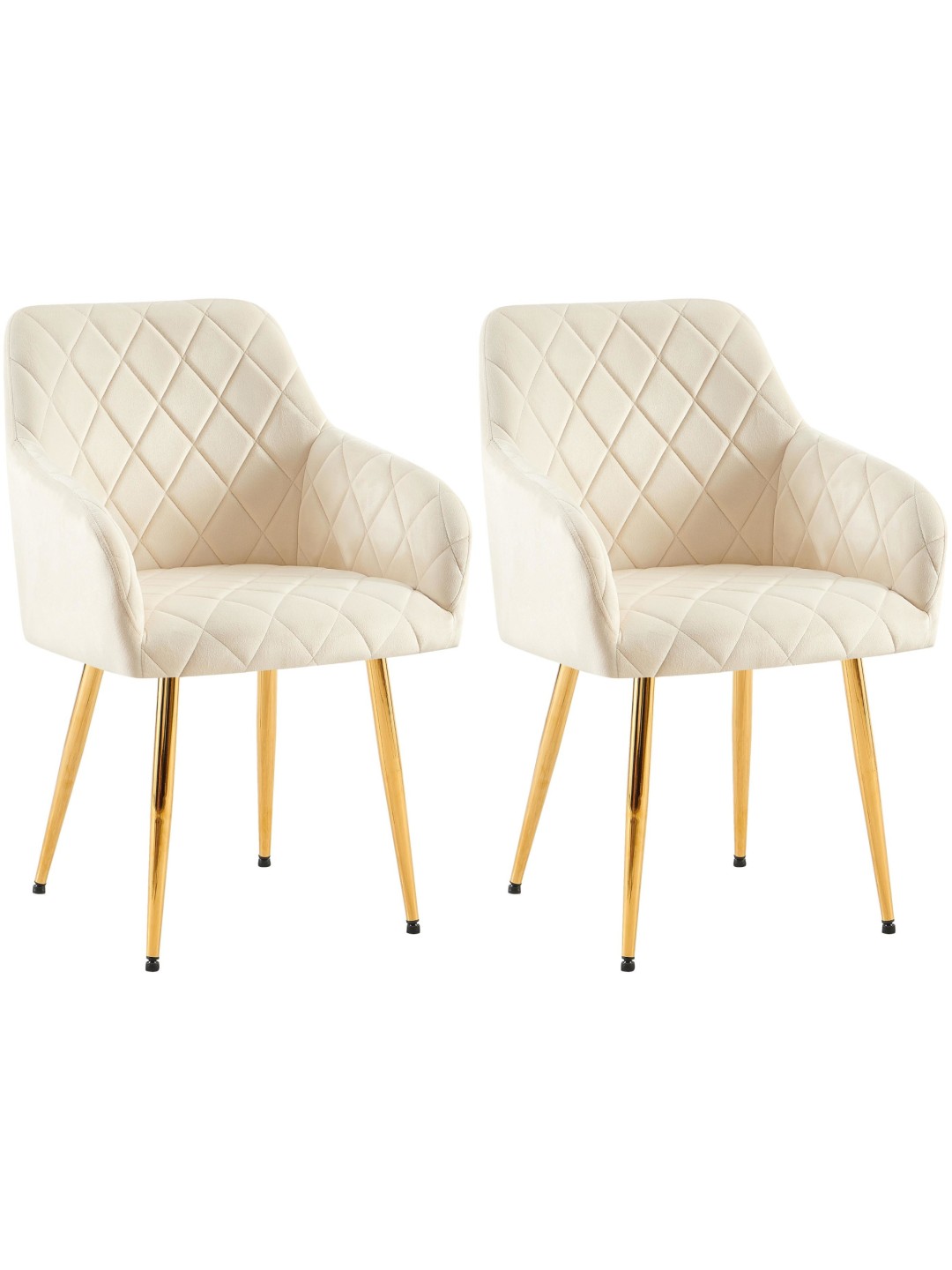 Conjunto de 2 cadeiras para sala de jantar Monett veludo G, creme