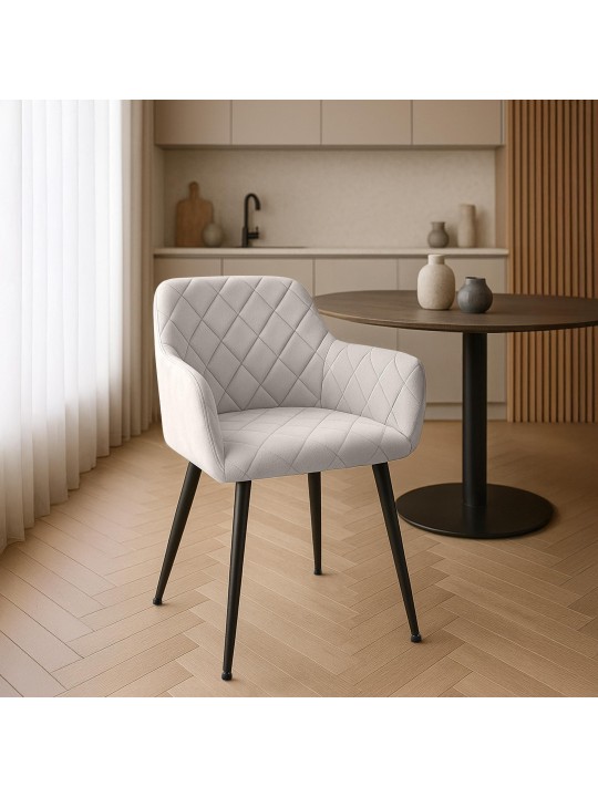 Conjunto de 2 cadeiras para sala de jantar Monett veludo B, cinza