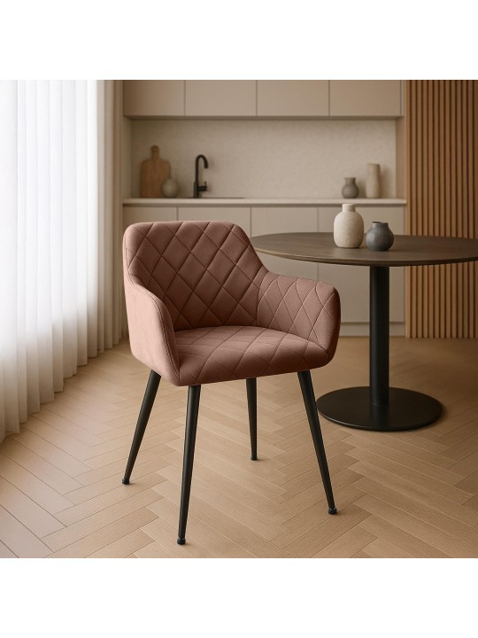 Conjunto de 2 cadeiras para sala de jantar Monett veludo B, castanho