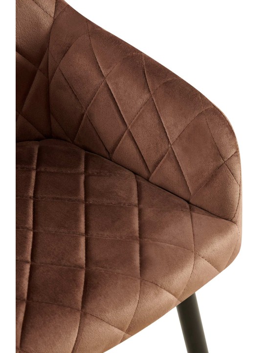 Conjunto de 2 cadeiras para sala de jantar Monett veludo B, castanho