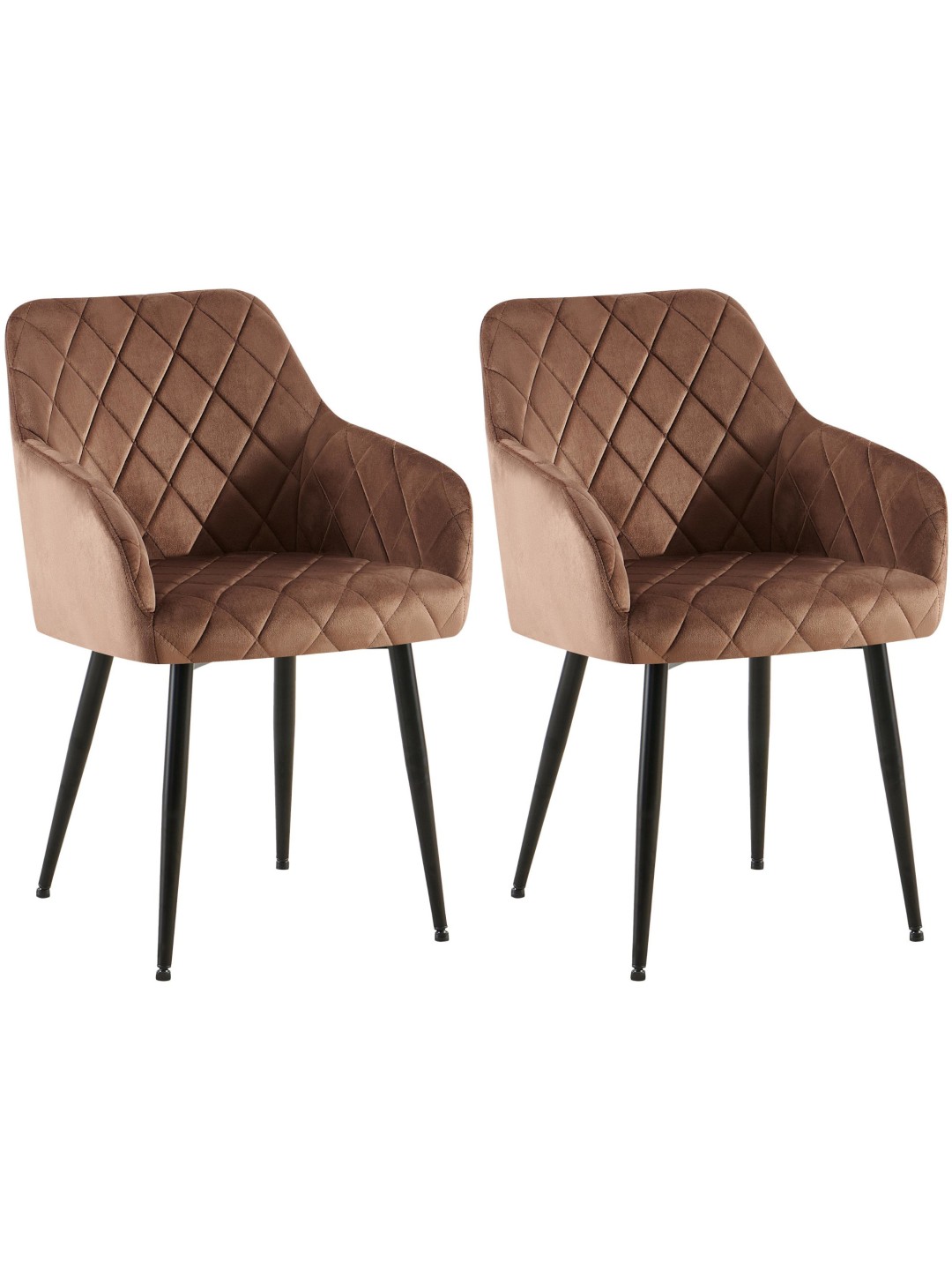 Conjunto de 2 cadeiras para sala de jantar Monett veludo B, castanho