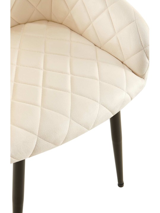 Conjunto de 2 cadeiras para sala de jantar Monett veludo B, creme