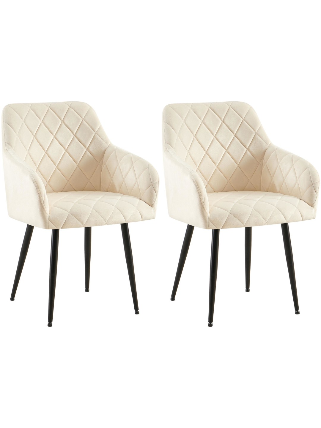 Conjunto de 2 cadeiras para sala de jantar Monett veludo B, creme