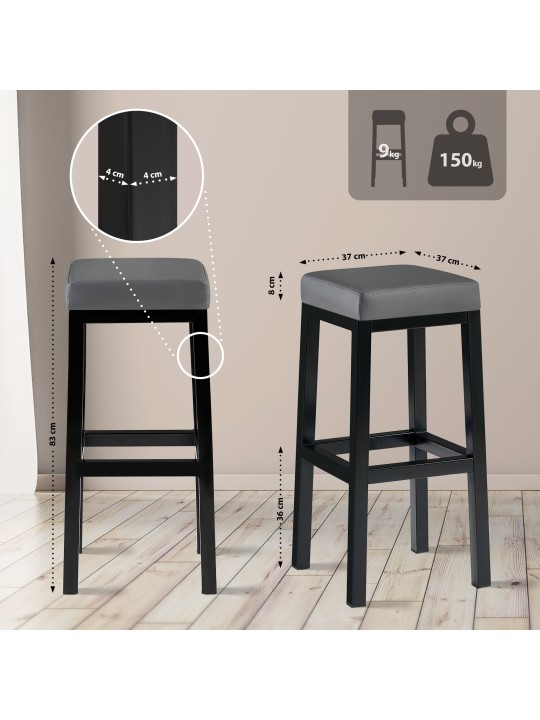 Banqueta alta Taylor B85 couro sintético, cinza Banqueta alta Taylor B85 couro sintético, cinza