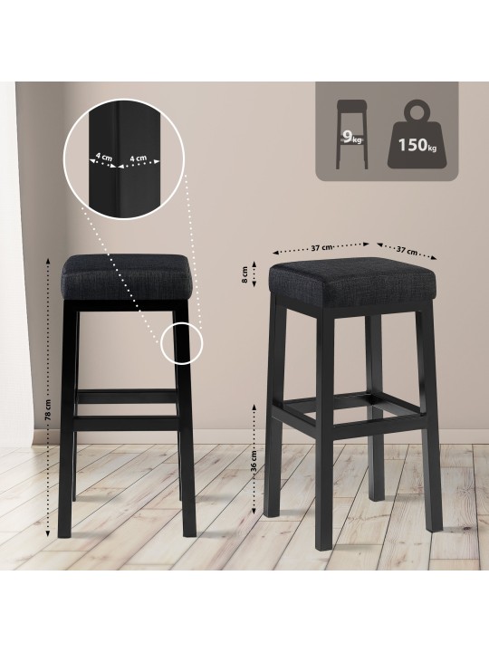 Banqueta alta Taylor B80 tecido, cinza escuro