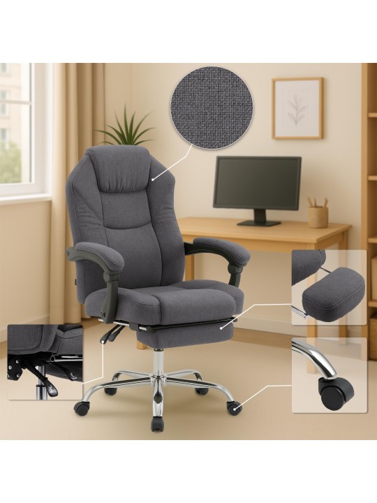 Cadeira de escritório tecido castelo, cinza escuro