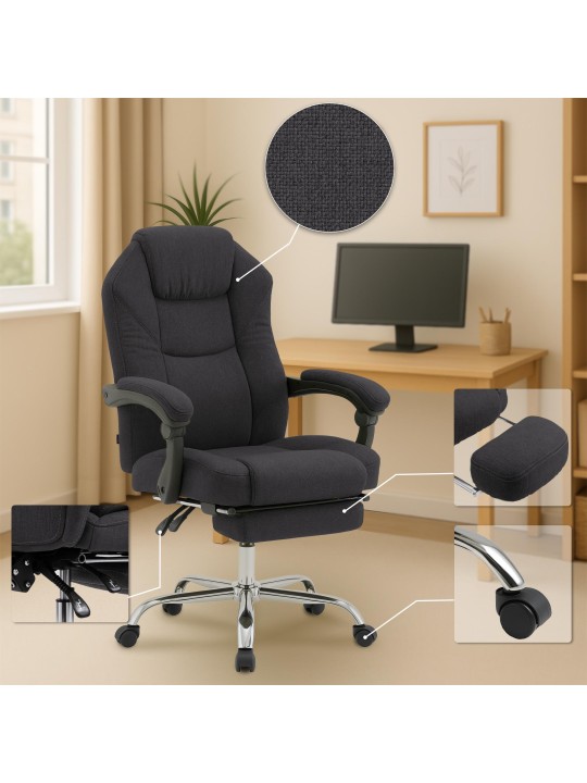 Cadeira de escritório tecido castelo, preto