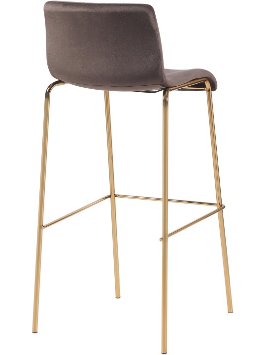 Banco de bar Hoover Velvet 4 pés dourado, castanho Banco de bar Hoover Velvet 4 pés dourado, castanho