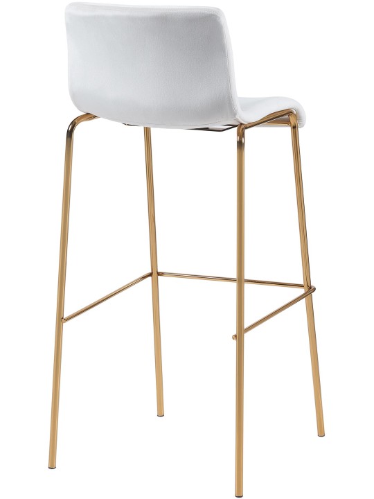 Banco de bar Hoover Velvet 4 pés dourado, creme