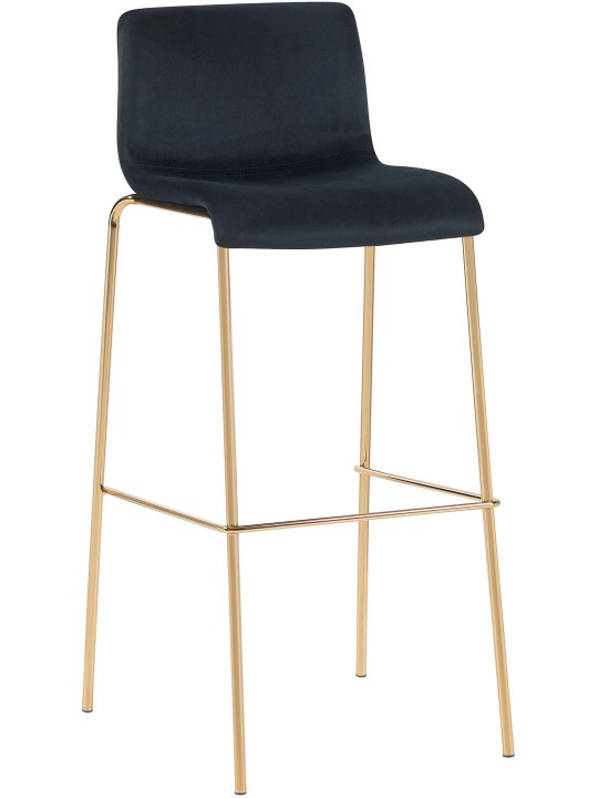 Banco de bar Hoover Velvet 4 pés dourado, preto