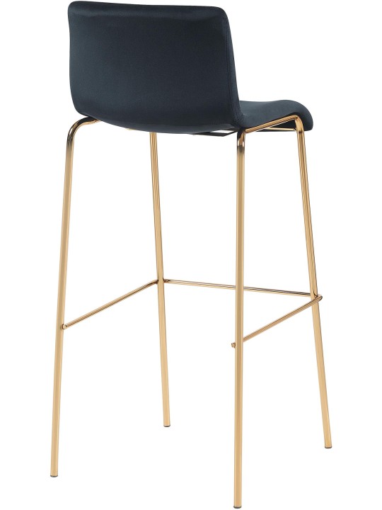 Banco de bar Hoover Velvet 4 pés dourado, preto