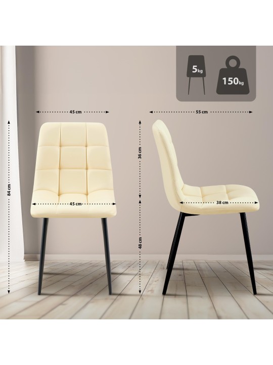 Cadeira da sala de jantar Antibes couro sintético, creme