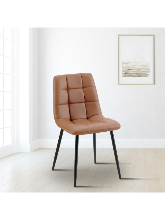 Cadeira da sala de jantar Antibes couro sintético, castanho escuro