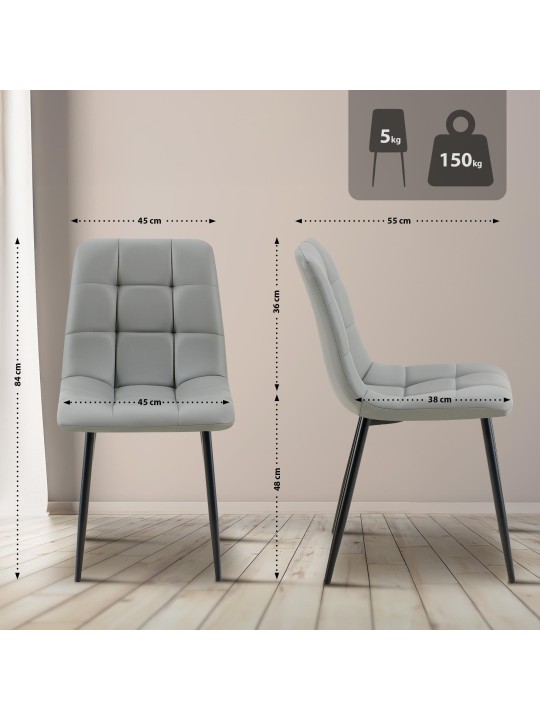 Cadeira da sala de jantar Antibes couro sintético, cinza claro