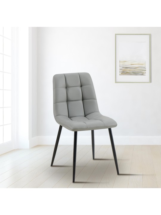 Cadeira da sala de jantar Antibes couro sintético, cinza claro