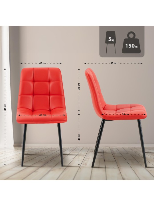 Cadeira da sala de jantar Antibes couro sintético, vermelho
