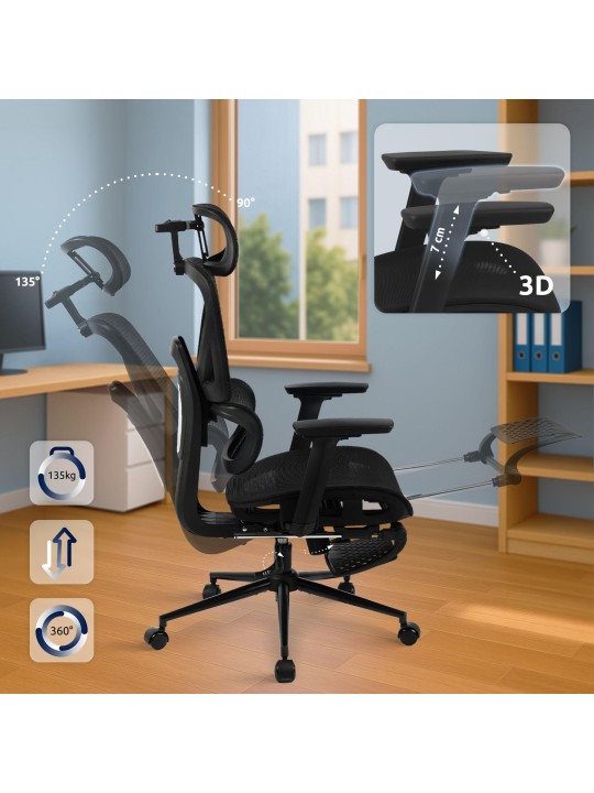 Cadeira de escritório Beresford, preto