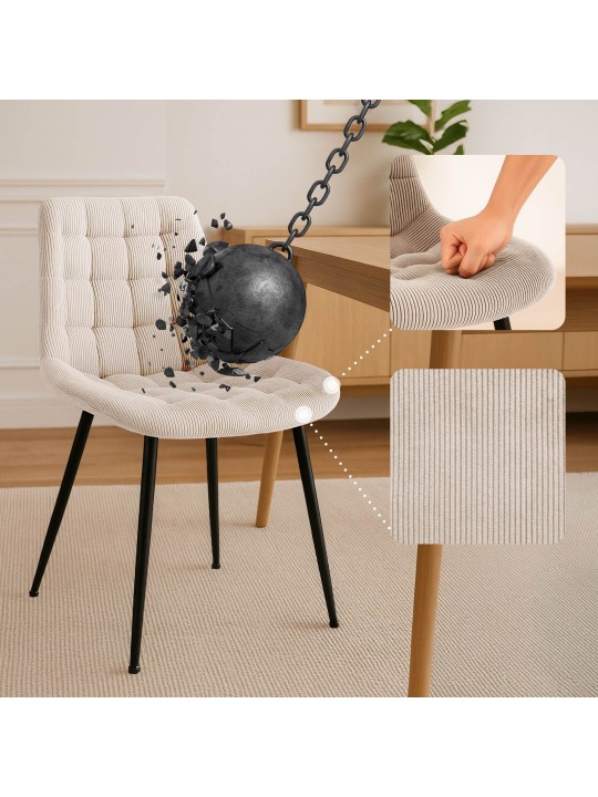 Cadeira de jantar Sardna Cord, creme