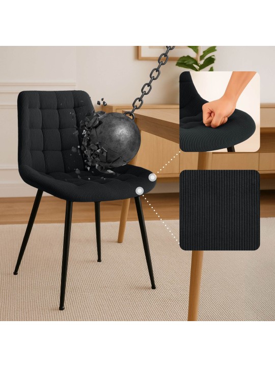 Cadeira de jantar Sardna Cord, preto