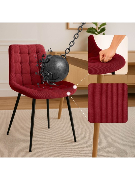 Cadeira de jantar Sardna Cord, bordô