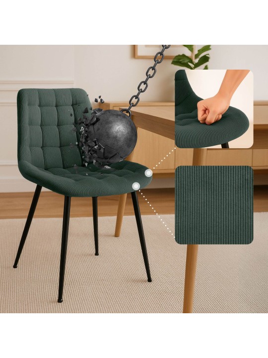 Cadeira de jantar Sardna Cord, verde
