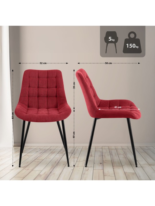 Cadeira de jantar Sardna Cord, bordô