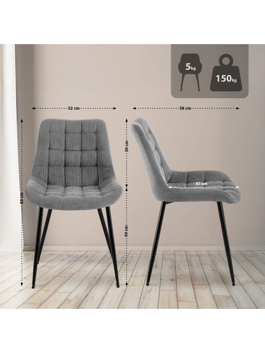 Cadeira de jantar Sardna Cord, cinza