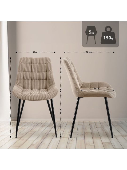 Cadeira de jantar Sardna Cord, taupe