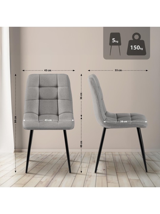 Cadeira da sala de jantar tecido Antibes, cinza claro