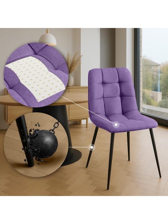 Conjunto de 4 cadeiras de jantar em tecido Antibes, lilás