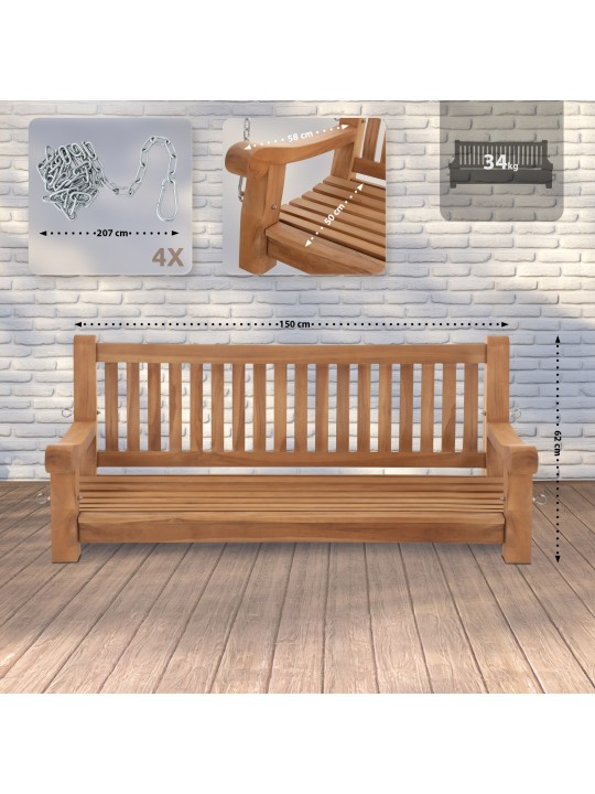 Banco de balanço Joyce 150 cm, teca Banco de balanço Joyce 150 cm, teca