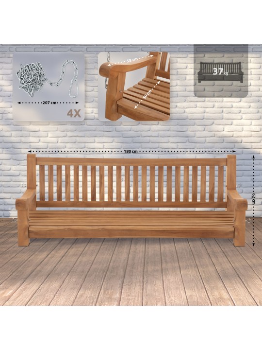 Banco de balanço Joyce 180 cm, teca Banco de balanço Joyce 180 cm, teca