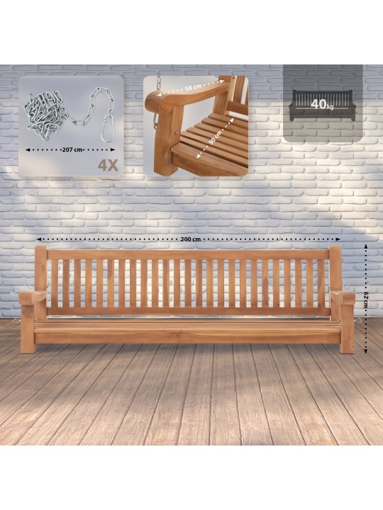 Banco de balanço Joyce 200 cm, teca Banco de balanço Joyce 200 cm, teca