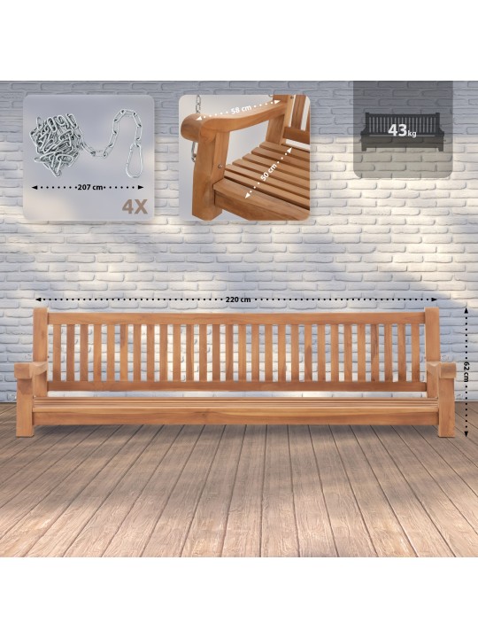 Banco de balanço Joyce 220 cm, teca Banco de balanço Joyce 220 cm, teca