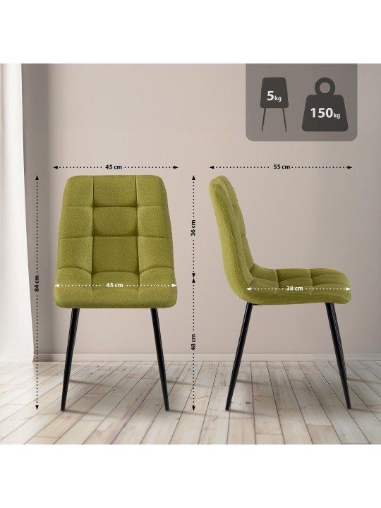 Cadeira da sala de jantar tecido Antibes, verde