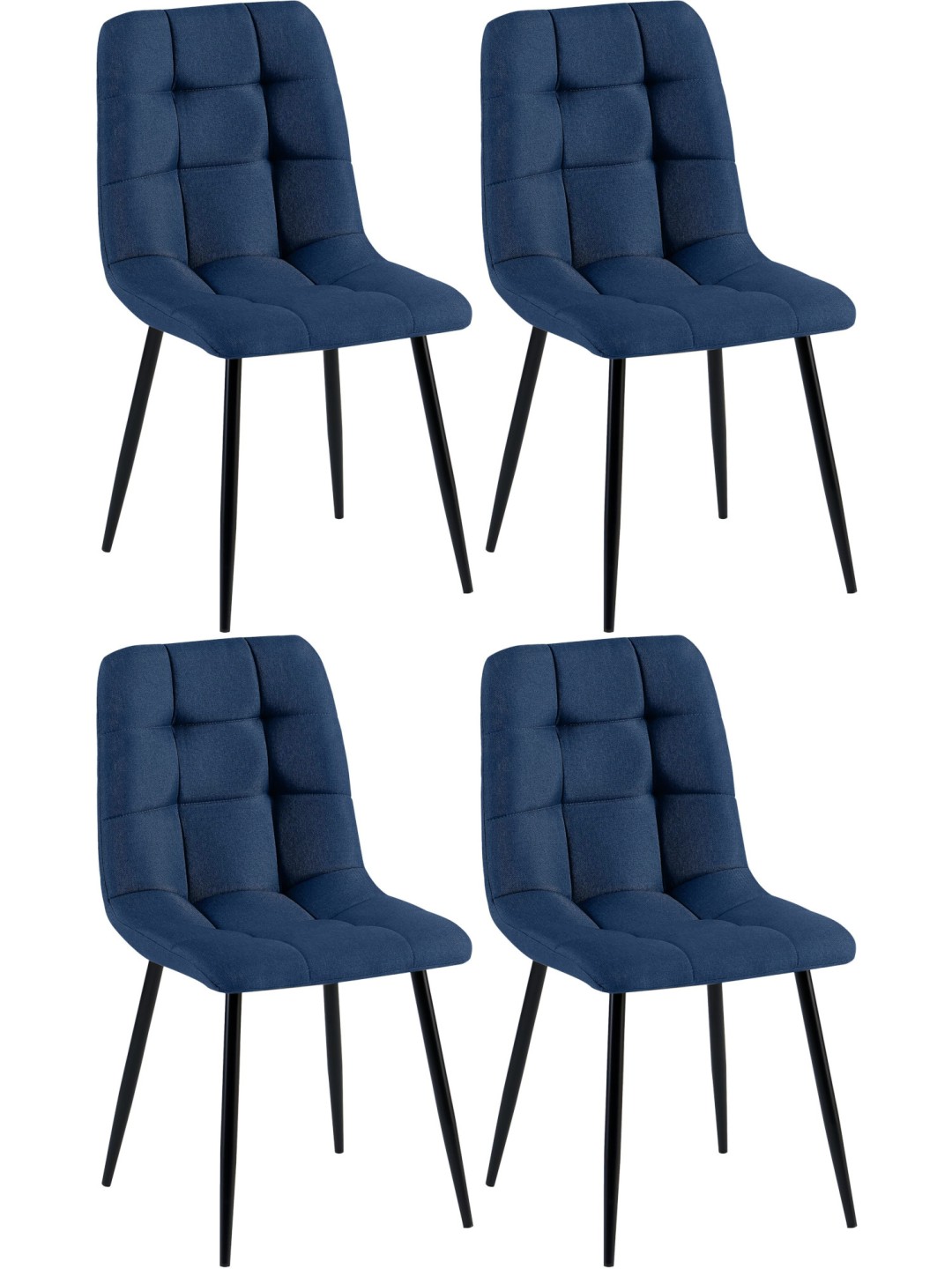Conjunto de 4 cadeiras de jantar em tecido Antibes, azul