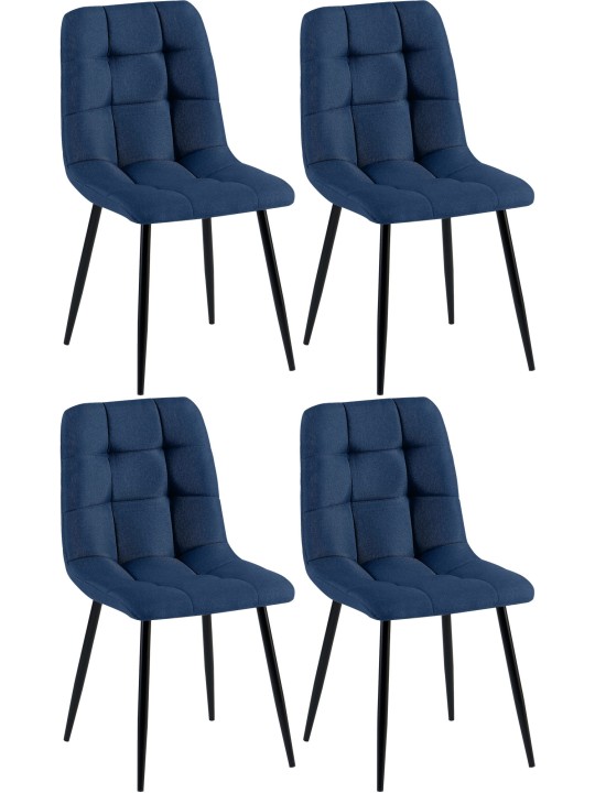 Conjunto de 4 cadeiras de jantar em tecido Antibes, azul