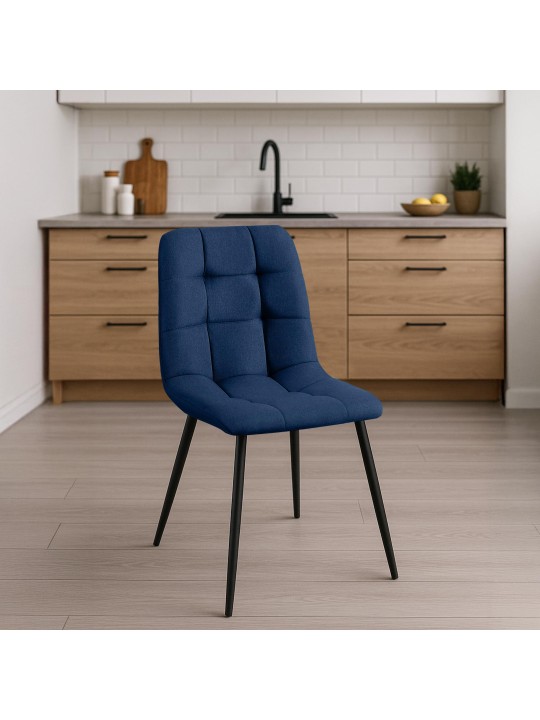 Conjunto de 4 cadeiras de jantar em tecido Antibes, azul