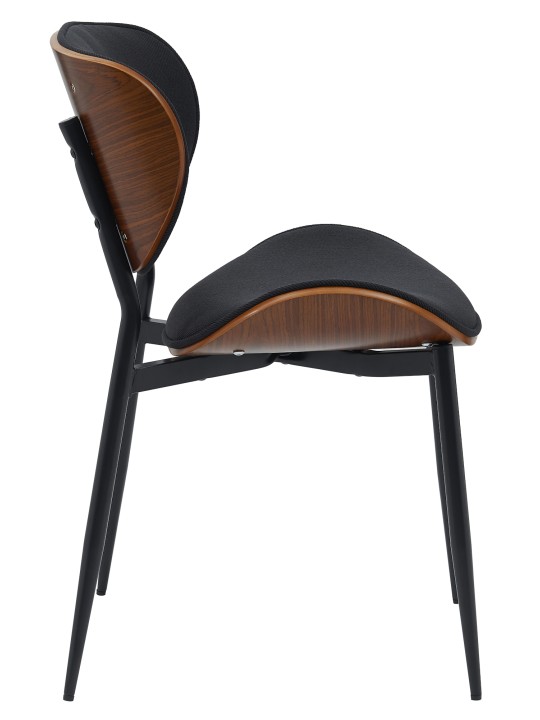 Conjunto de 2 cadeiras para sala de jantar em tecido Enid, nogueira/preto