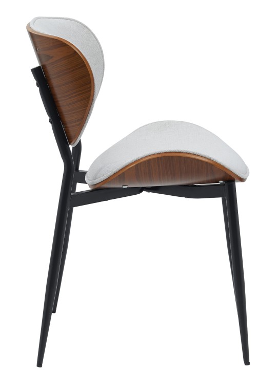 Conjunto de 2 cadeiras para sala de jantar em tecido Enid, nogueira/creme