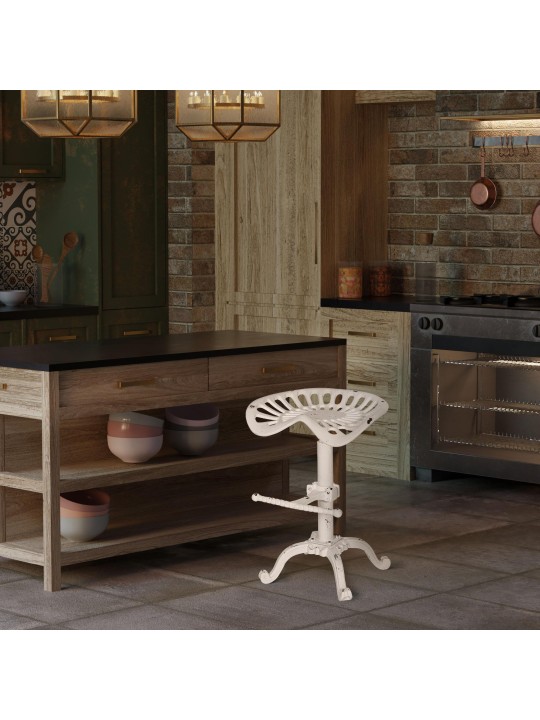 Banqueta alta Butch, branco antigo