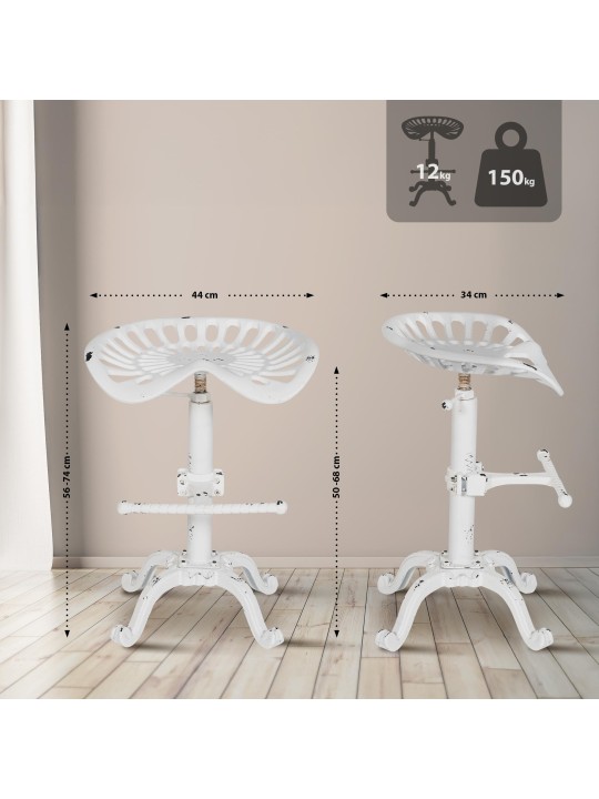 Banqueta alta Butch, branco antigo