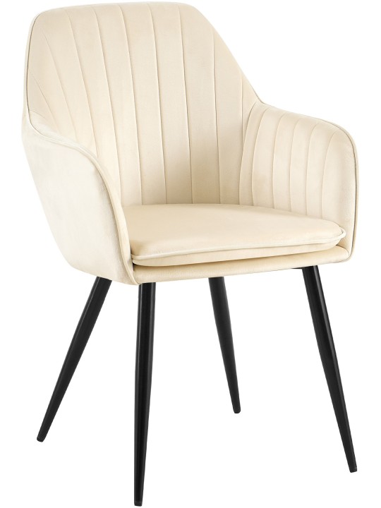 Cadeira de jantar de veludo Cheryl, creme
