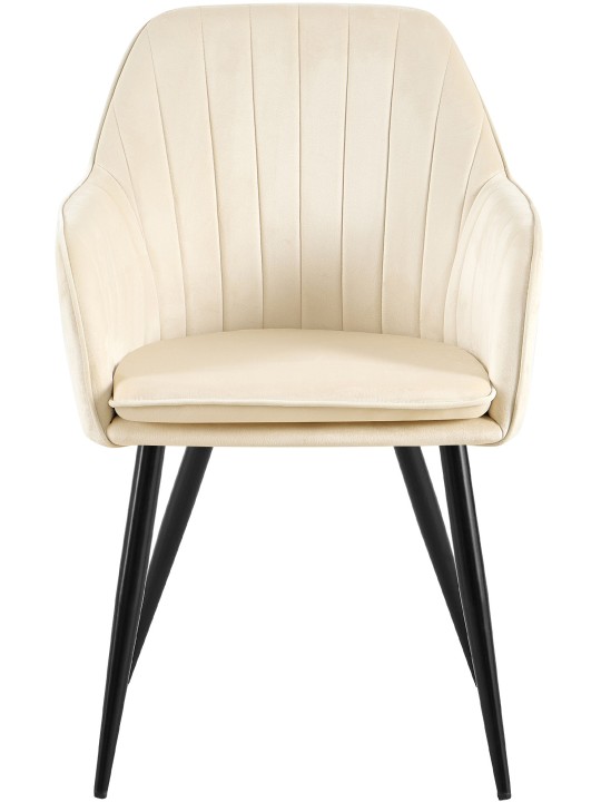 Cadeira de jantar de veludo Cheryl, creme
