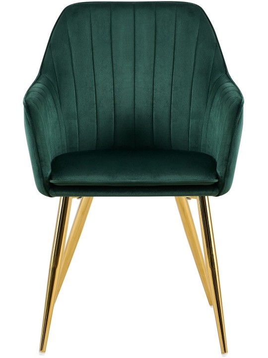 Cadeira da sala de jantar Cheryl veludo dourado, verde