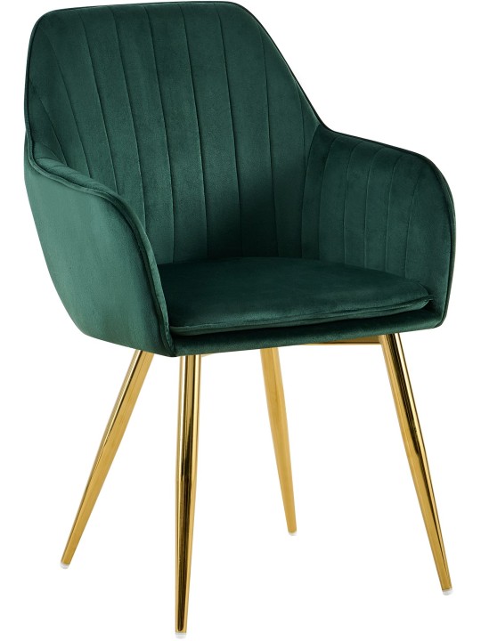 Cadeira da sala de jantar Cheryl veludo dourado, verde