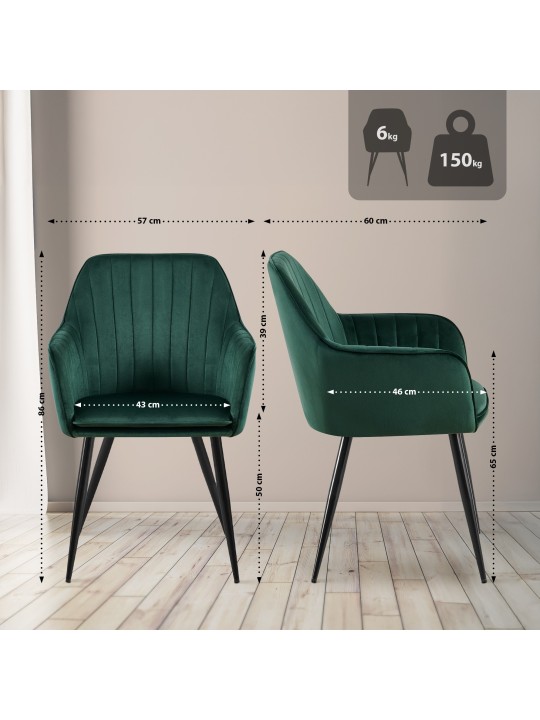Cadeira de jantar de veludo Cheryl, verde Cadeira de jantar de veludo Cheryl, verde